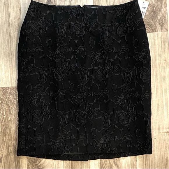 Anne Klein 2 Black Floral Brocade Pencil Skirt “Onyx Jubilee” Suit Piece - Picture 1 of 9